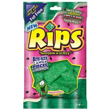 Rips Bite Size Watermelon Licorice Candy Pieces by Foreign Candy – 4.0 Ounce (Pack of 12), Pack of 12
