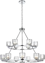 Elegant Lighting Cadence 36" Two-Tier Chandelier in Chrome