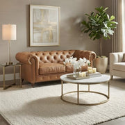 Starlight Canyon Home Leather-Upholstered Loveseat with Chesterfield Tufting, Leather Couch Sofa Vintage Chesterfield Love Seat Couch, Light Brown - image 6