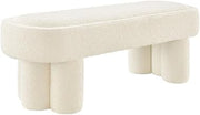 Modway Mossi 52-Inch Modern Oval Boucle Fabric Bench in Cream – Upholstered Accent Bench with Cylindrical Clover-Leg Base for Bedroom, Entryway, or Living Room