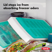 Good Grips No-Spill Ice Cube Tray by OXO – Pack of 1, 310.4 milliliters, Silicone, White/Blue, Model 1132080