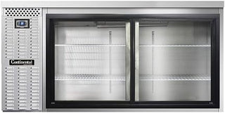 BBC69S-SS-SGD Two Section Sliding Glass Door Refrigerated Back Bar Cooler, 69" W x 34-3/4"H, Stainless Steel Exterior & Shallow Depth