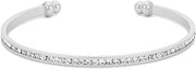 Channel-Set Clear Crystal Open Cuff Bracelet, Rhodium Plated