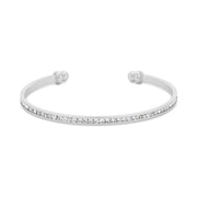 Channel-Set Clear Crystal Open Cuff Bracelet by Generic – Small, Metal, Rhodium, Model BC00072R-C02