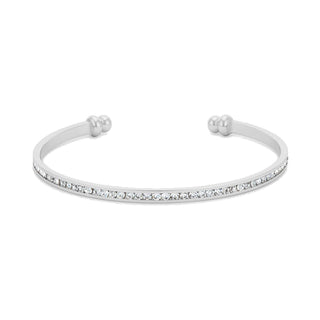 Channel-Set Clear Crystal Open Cuff Bracelet by Generic – Small, Metal, Rhodium, Model BC00072R-C02