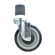 BK Resources 5" Polyurethane 2" Expanding Stem Swivel Caster for Work Tables – 5", Silver, Model 5SBR-4RA-PLY