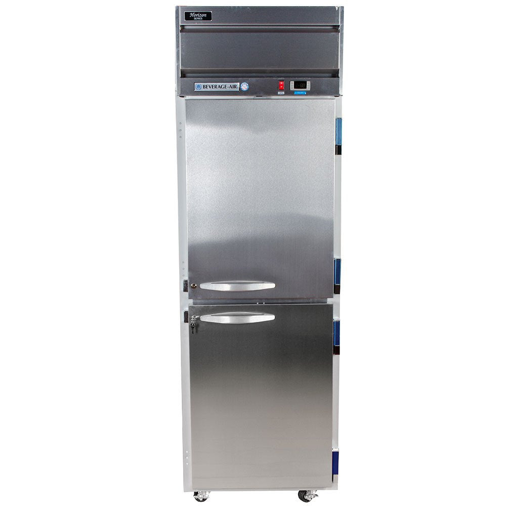 Beverage-Air HFS1-1HS 26" Horizon Series One Section Solid Half Door Reach-In Freezer 24 cu.ft. Capacity Stainless Steel Front Gray Painted Sides and Stainless Steel by Beverage
