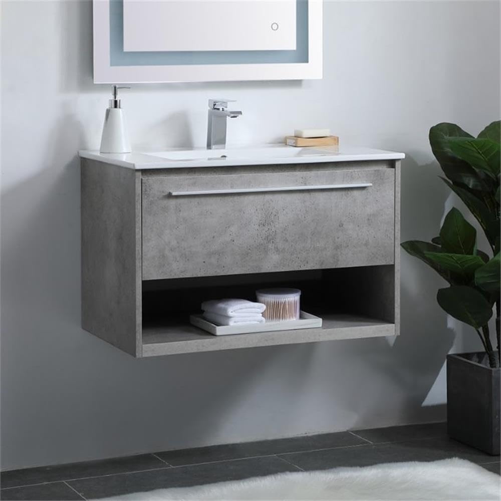 Elegant Decor 30" - Single / Brushed Nickel,gray,grey / Modern Bathroom Vanities