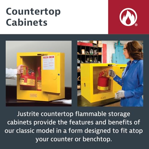 Justrite 12 Gallon / Manual-close / Yellow Cabinets