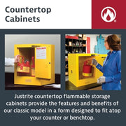 Justrite 4 Gallon / Manual-close / Yellow Cabinets