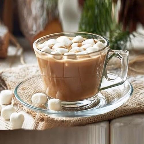 12-Piece Vela Cups With Saucers Set by Pasabahce – 3.35 inches (W) x 2.56 inches (H), 6 cups, Glass, Clear, Model PS97302