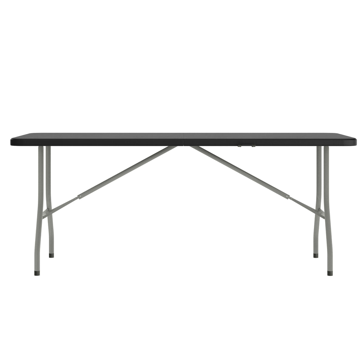 6 ft Plastic Bi-Fold Folding Table by Flash Furniture – 30"W x 72"L, Plastic, Metal, Plastic: Polyethylene, Black, Model RB-3072FH-BK-GG