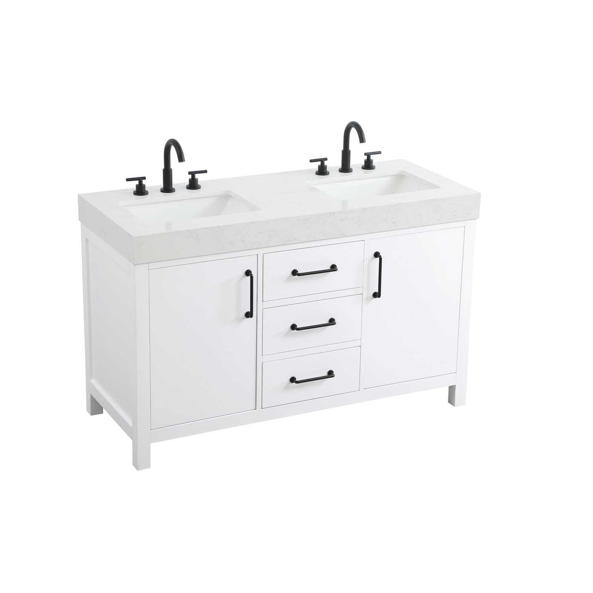 Elegant Kitchen and Bath 54" Double Bathroom Vanity in White by Elegant Lighting – unspecified, Wood, White, Model VF60654DWH