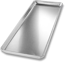 Chicago Metallic Display Pan, half long, 8-11/16" x 24-7/16" x 15/16" | half long, 8-11/16" x 24-7/16" x 15/16", non-textured, semi-closed rim, no wire, 16 gauge aluminum