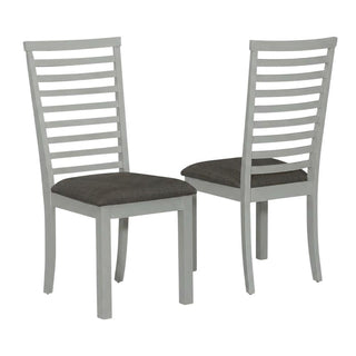 Rubberwood Upholstered Ladder Back Side Chairs Set of by Starlight Canyon Home – Rubberwood Solids with Mindy Veneers, Grey, Pack of 2