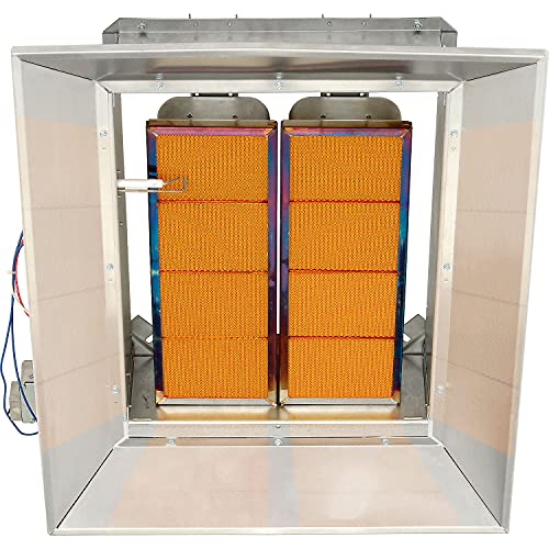 SunStar Natural Gas Heater Infrared Ceramic by GUM – 21.63"L x 26.5"W x 7.75"H, Aluminized Steel / Aluminum Reflectors, Silver, Model SG6-N