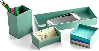 Officemate 4-Piece Desk Organizer Set, Plastic Set, Teal