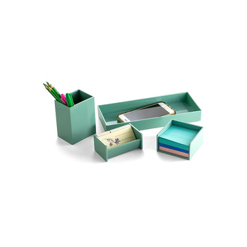 4-Piece Desk Organizer Set by Officemate – Plastic, Teal, Pack of 4, Model 21532T