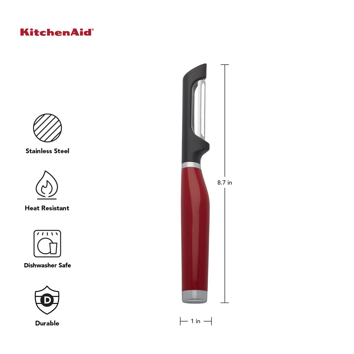 Gourmet Euro Peeler by KitchenAid – 8.7-Inch, Plastic, Red, Model KE112OHERA