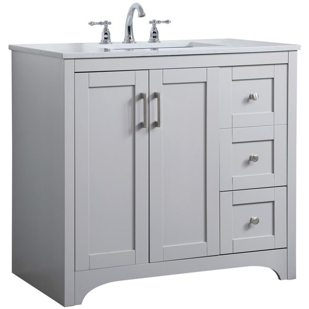 36 Inch Single Bathroom Vanity in Grey by Elegant Decor – 36"Lx22"Wx34"H, Engineered Wood, Grey, Model VF17036GR