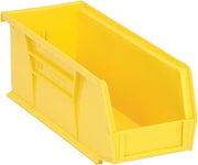 QUANTUM STORAGE SYSTEMS Quantum Storage QUS224YL Heavy-Duty Stackable Plastic Storage Bins for Workshop, Warehouse & Garage, Ultra Stack & Hang, 11" x 5" x 4", Yellow, 12-Pack