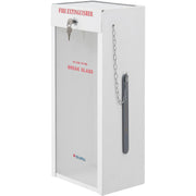 Lockable Steel Fire Extinguisher Cabinet with Breakable by Global Industrial – Steel, White, Model 670600