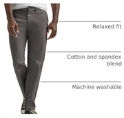 Men's Flat Front Relaxed Straight Pant by Lee – Cotton Blend, Charcoal, Model 112339655