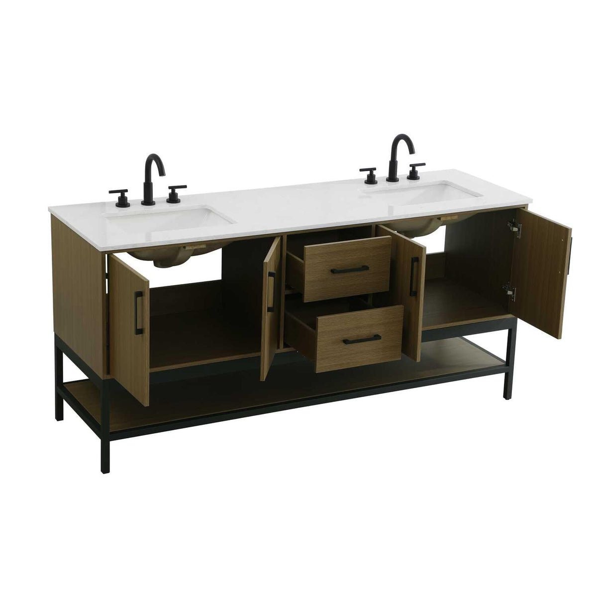 Elegant Kitchen and Bath 72" Double Bathroom Vanity in Chestnut Brown by Elegant Lighting – 72" W x 22" H x 24" D, Wood, Chestnut Brown, Model VF60772DMCB
