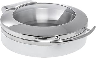 HUBERT Expressly 4 1/2 Qt Round Stainless and White Induction Chafer