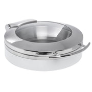 Expressly 4 1/2 Qt Round Stainless and White Induction Chafer by HUBERT – Small, Stainless Steel, White, Model J305-W