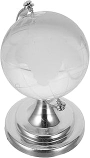 ULTECHNOVO Mini Rotatable Glass Globe with Stand, round Sphere Decorative Desk Ornament for Workspace and Interactive Learning, High Transparency Glass Mini World Map Ball for Office and Home