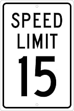 NMC Traffic Sign, 15 MPH Speed Limit Sign, 18" X 12", White/Black, TM19H