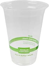 World Centric Compostable Cups 16 oz - Clear Cold Cups Made from Plants - 200 Pack
