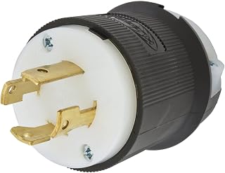 Hubbell HBL2721 Locking Plug, 30 amp, 3 Phase, 250V, L15-30P, Black and White
