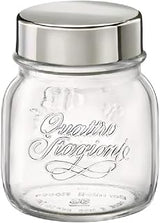 Bormioli Rocco Quattro Stagioni i Genietti Glass Storage Jar with Stainless Steel Lid, 5 oz., Set of 12