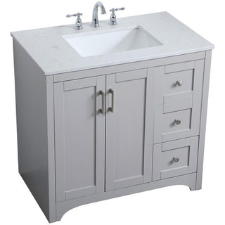36 Inch Single Bathroom Vanity in Grey by Elegant Decor – 36"Lx22"Wx34"H, Engineered Wood, Grey, Model VF17036GR