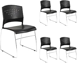 Polypropylene Stacking Chair with Chrome Sled Base, Stackable Chairs for Conference Room, Waiting Room or Lobby
