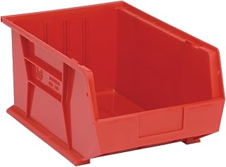 QUANTUM STORAGE SYSTEMS K-QUS255RD-1 Ultra-Stack and Hang Bins, 16" x 11" x 8", Red