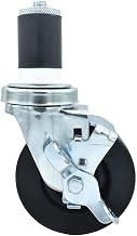 BK Resources 4" Hard Rubber 1-1/2" Expanding Stem Swivel Caster for Work Tables with Top Lock Brake, NSF, 300lb Capacity Per Wheel