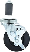 BK Resources 4" Hard Rubber 1-1/4" Expanding Stem Swivel Caster for Work Tables with Top Lock Brake, NSF, 300lb Capacity Per Wheel