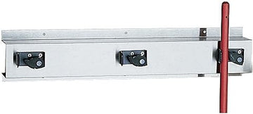 Bobrick 223x24 304 Stainless Steel Mop and Broom Holder, Holds 3 Mops, Satin Finish, 24" Length x 5" Height