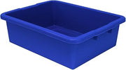 QUANTUM STORAGE SYSTEMS FSB-22177RBL Ribbed Bottom Bussing Tubs Heavy Duty Part Organizer Blue Bins 22" L x 17" W x 7" H 12 Pack