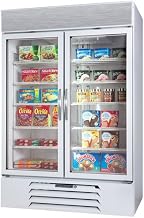 Beverage-Air MMF44-1-W-LED MarketMax 47" Two Section Glass Door Reach-In Merchandiser Freezer with LED Lighting 45 cu.ft. Capacity White Exterior and Bottom Mounted