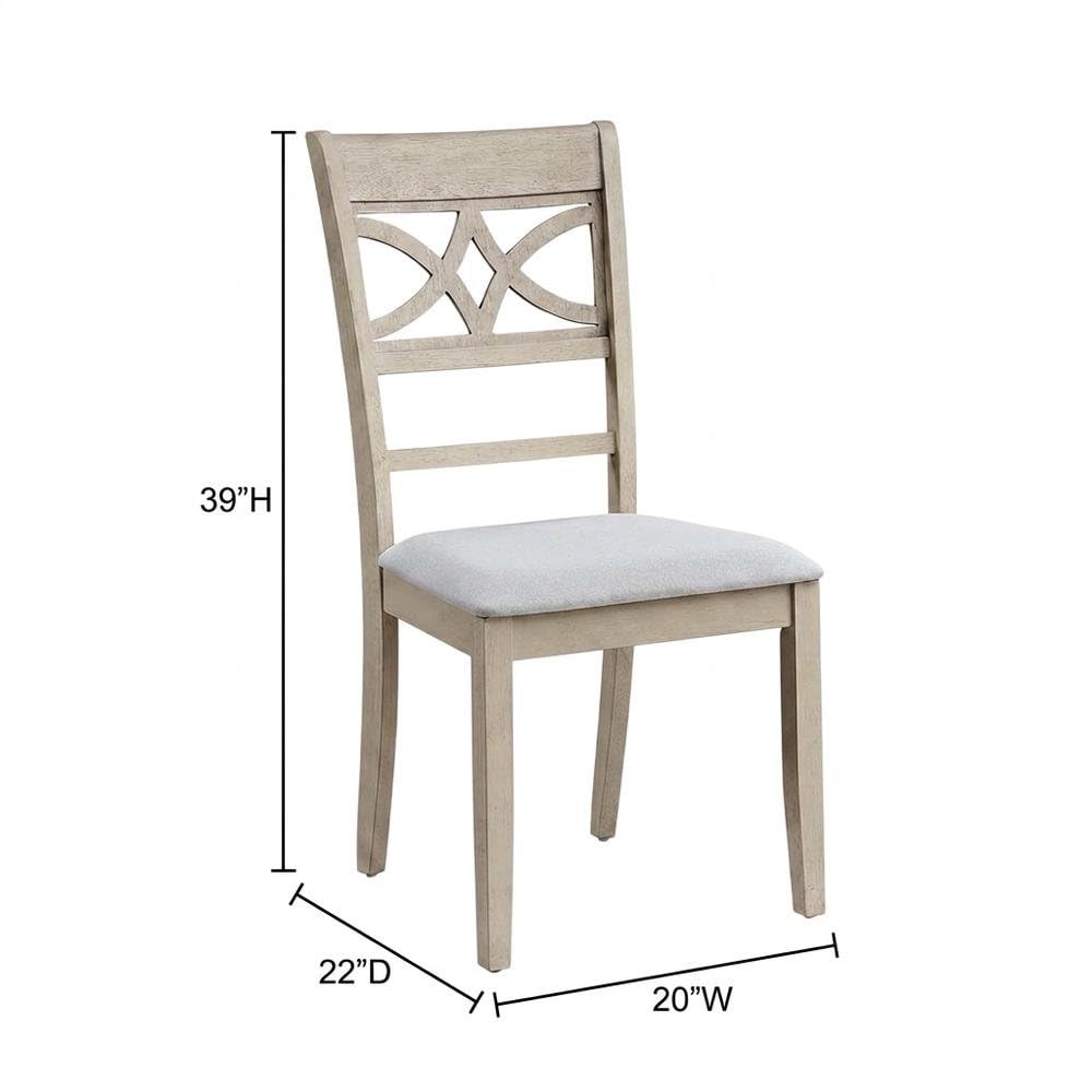 Linen-Upholstered Side Chair with Wood Frame by Furnifact – Wood, Beige; Antique Bone White, Pack of 2