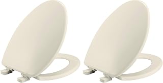 Bemis 7300SLEC Slow Close Toilet Seat, Easy Clean Hinges and Durable Plastic Seat, Made in USA, Elongated, Biscuit (Pack of 2)