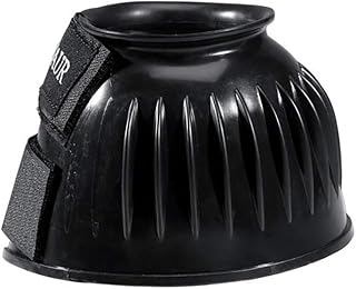 Centaur PVC Ribbed Double Hook and Loop Bell Boots, Black, Large