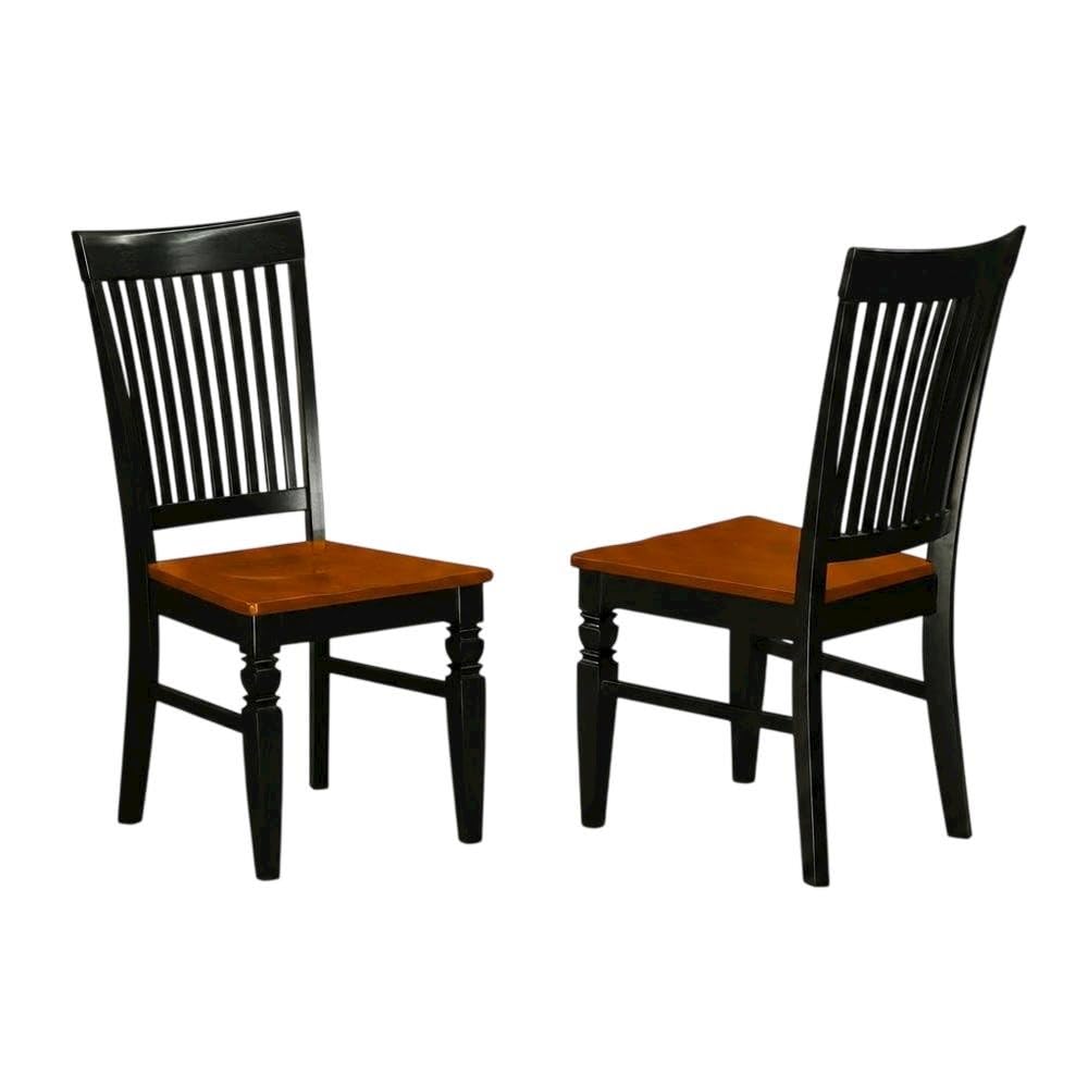 Wooden Dining Chair with Cherry Finish by Furnifact – Wood, Black/Brown, Pack of 2