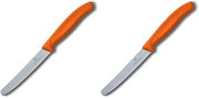 Victorinox Swiss Classic 4-1/2-Inch Utility Knife with Round Tip, Orange Handle (Pack of 2)