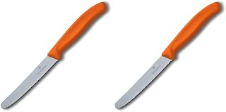 Victorinox Swiss Classic 4-1/2-Inch Utility Knife with Round Tip, Orange Handle (Pack of 2)
