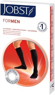 JOBST forMen SoftFit Knee High 30-40 mmHg Compression Socks, Open Toe, Black, Small, Long